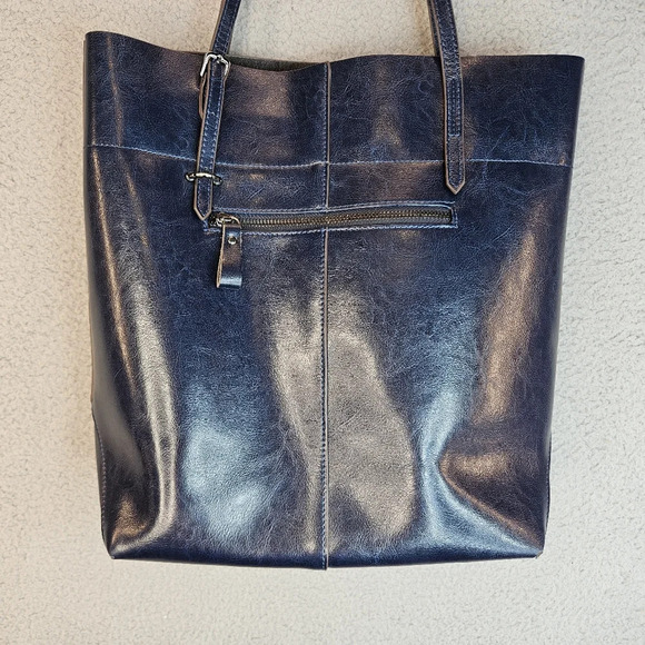 Kattee Womens Beautiful Blue Leather Large Shoulder Bag 14x15.5x5 Classic - Picture 3 of 14